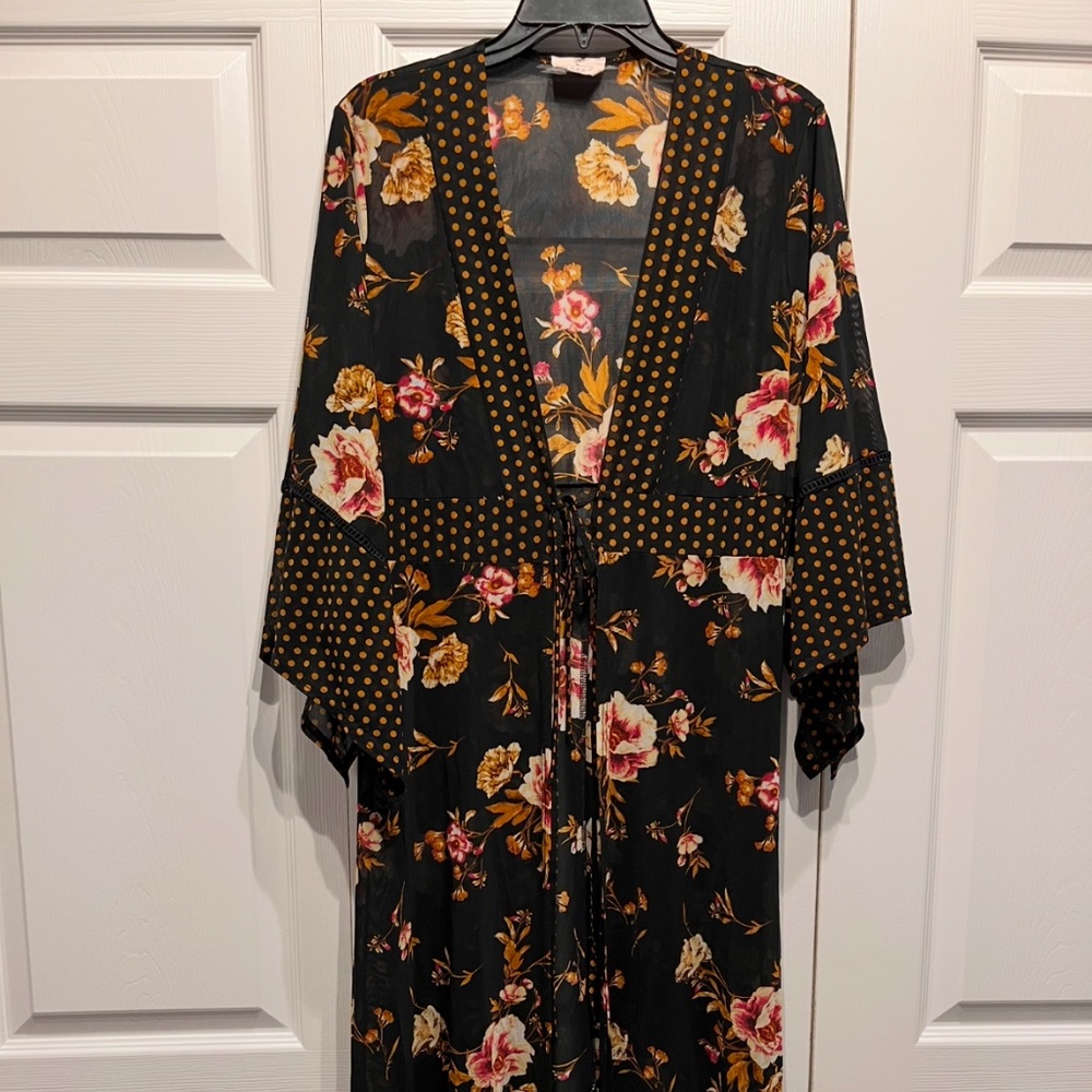 Ember floral sheer duster, Size XL
